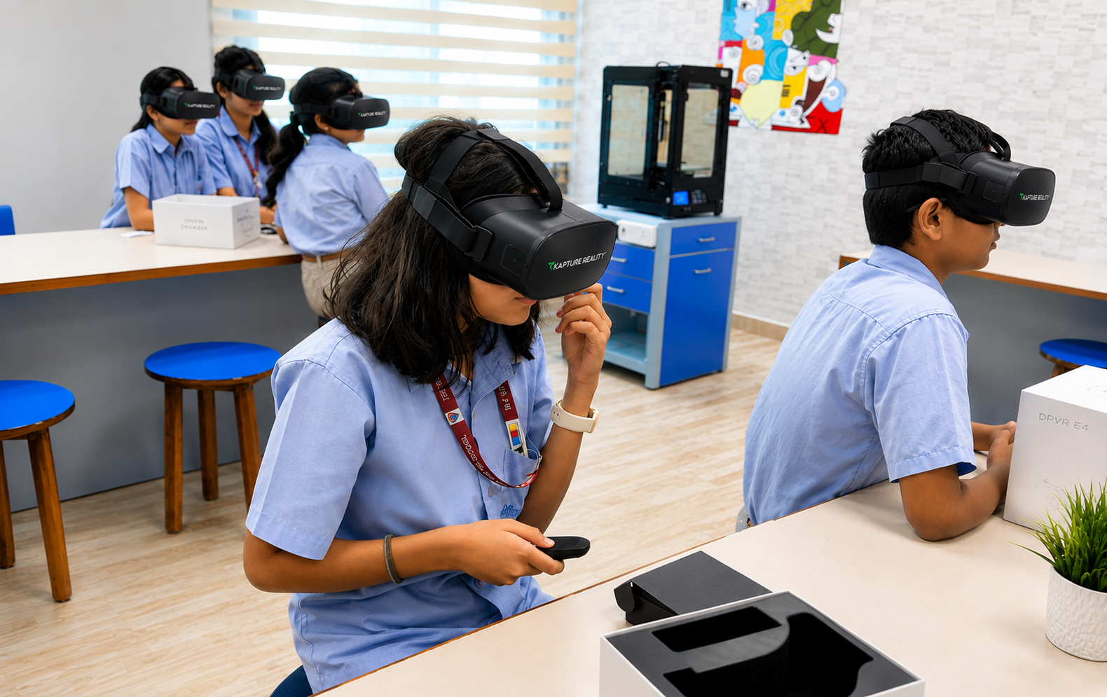Teacher managing a VR classroom