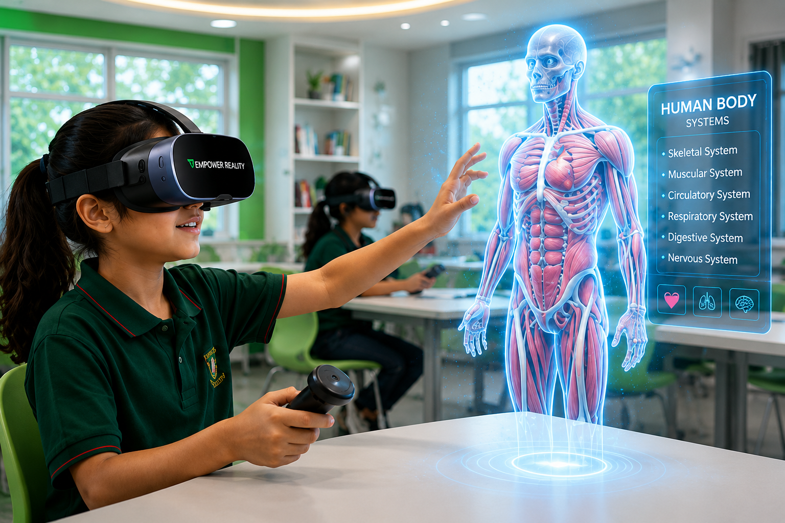 Student exploring a historic monument on a virtual field trip